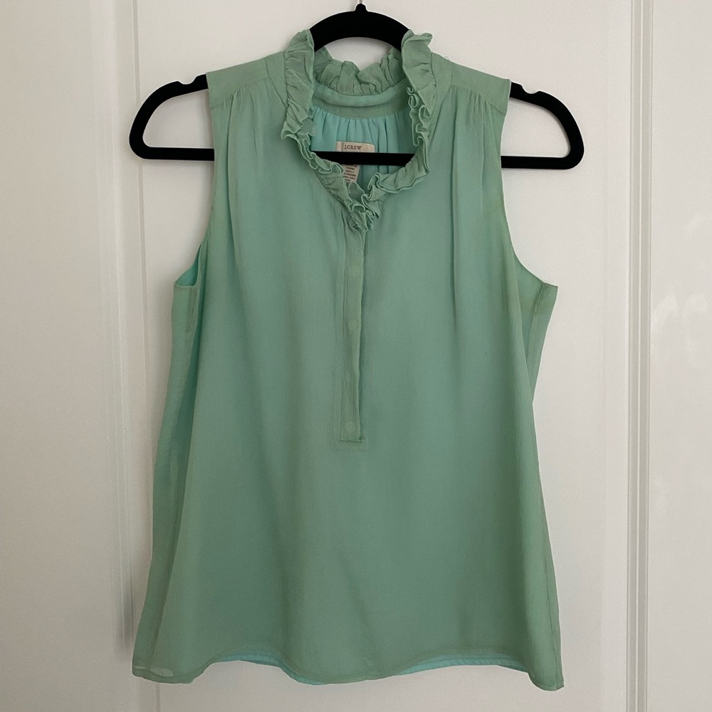 J. Crew | Ruffleneck Crepe Sleeveless blouse